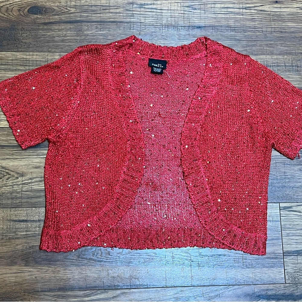 Rue 21 Sparkly Cropped Cardigan Size Xl